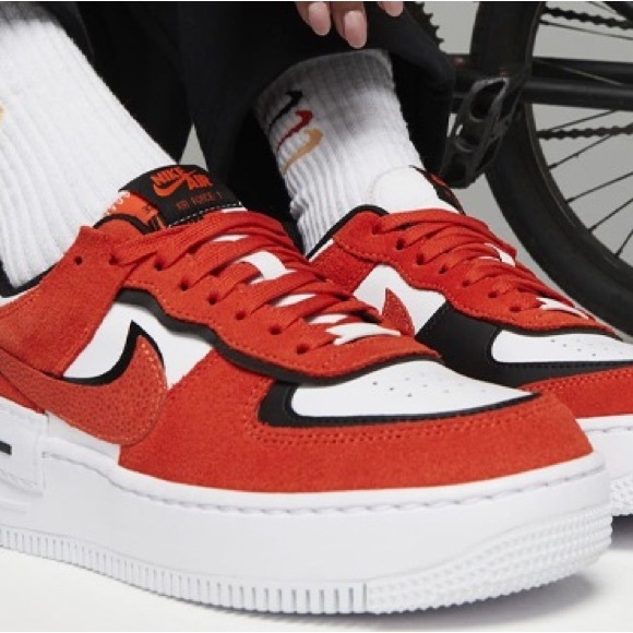 WOMEN Air Force 1 AF1 Shadow Rush Orange Black Guava Ice Platform Sneakers - Picture 11 of 12